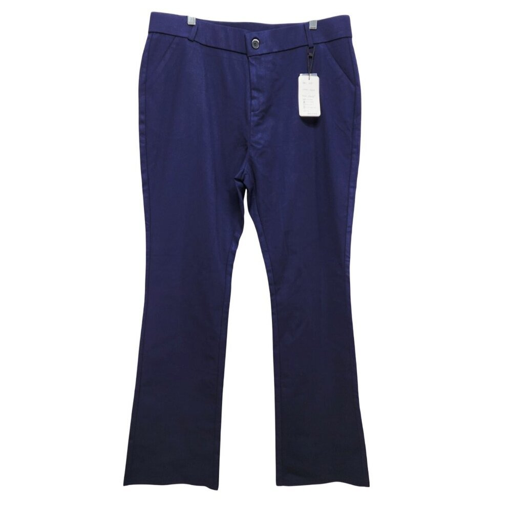 WOMENS Navy Straight-Leg DRESS Pants Size 16x32 Button Closure & Pockets
